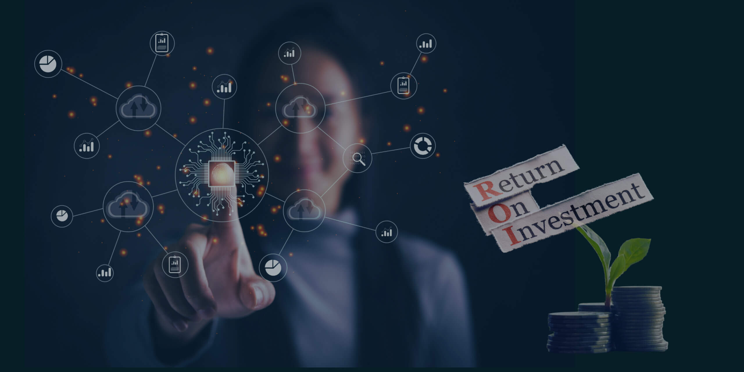 A woman acces the digital transformation strategies for return on investment