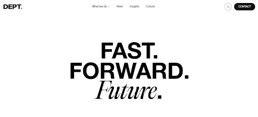 Dept digital agency offering services for commerce, design, and technology.
