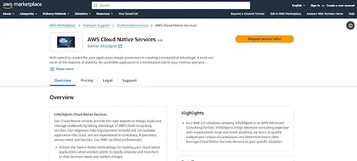 AWS Cloud Native Services featured as part of AWS cost optimization offerings.