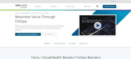 VMware CloudHealth platform for AWS cost optimization and FinOps management.