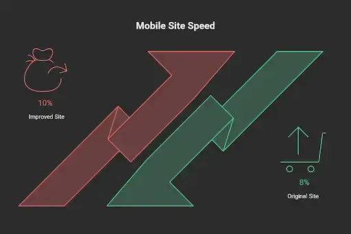 Illustration showing the impact of mobile site speed on retail performance.